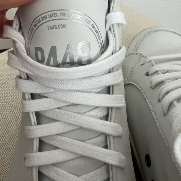 P448 Skate Mid Sneaker White Size 36- Italian Leather - Picture 3 of 6